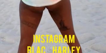 Sexy twerk on public beach Blac Harley public flashing