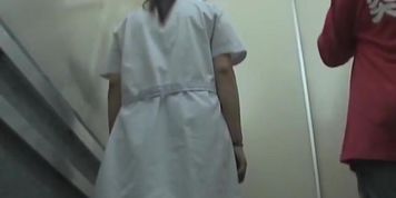 Sharked nurse left all alone in the lift