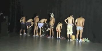 Raunchy guys and sexy chicks strip down on the stage
