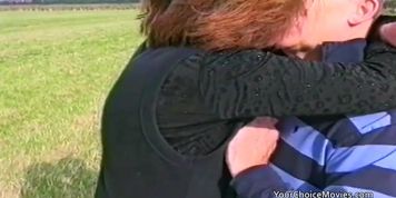 Older mature couple risky outdoor sex