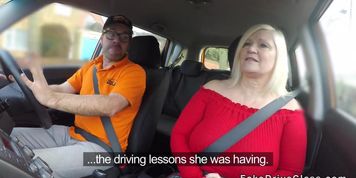 Huge boobs granny bangs driving instructor