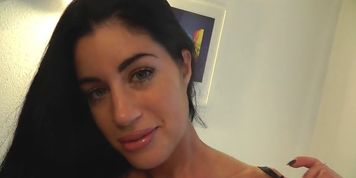 EUROBABECUMSHOTS - Gorgeous babe April Blue covered with cum!