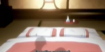 Busty masturbates while playing pin-pon  Anime hentai