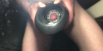 How long will I resist? Milked by Launch on max speed. It made me cum in 18 seconds. Mirror view.