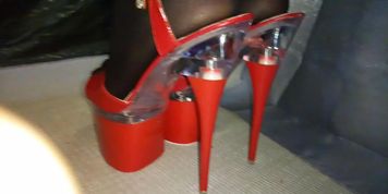 Lady L red sexy high heels (Hiddencam___)