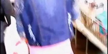 Slim teen with a delicious ass is wearing tight sweatpants
