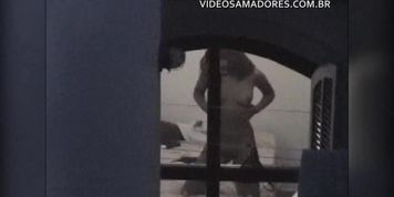 Boy films neighbor exhibitionist, who without teasing with bitching