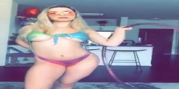 Blonde with perfect body striptease at home