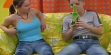 Amateur Russian slut gets fucked by two guys