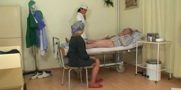 Grandpapa is fucked by hot nurse