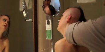 Dyke fucks Girl in bathroom and shaves her head bald