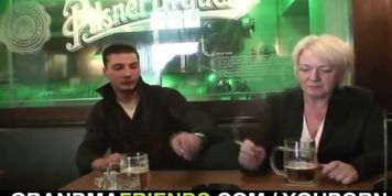 Two friends pick up and screw boozed granny