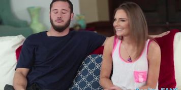 Pussyfucked teen tastes her stepbros cum