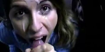 Hot wife give husband a blowjob in hotel parking lot