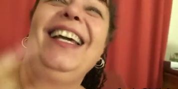 Plump mature bitch takes two young cocks