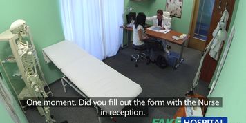 FAKE HOSPITAL - Hot black haired mom cheats on husband