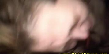 Asian babe gets drilled rough in gangbang.