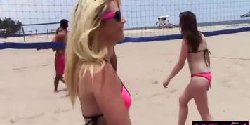 Hot besties twerking their hot asses by the beach and orgy