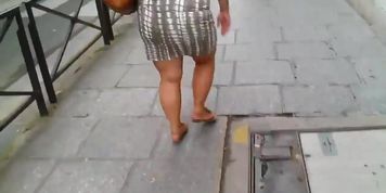 BBW sexy fat legs big ass walking in the city