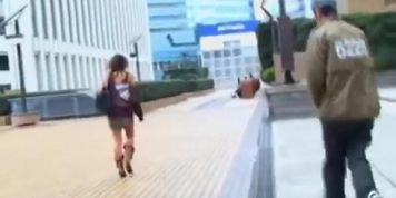Sharking video shows cute Japanese girl's small tushy