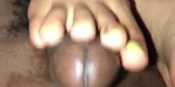 Volleyball girl gives size 11 footjob to BBC 