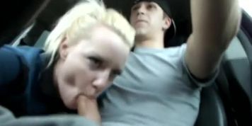 Hot Blonde Gives Road Head