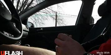 Flashing cock to happy girl
