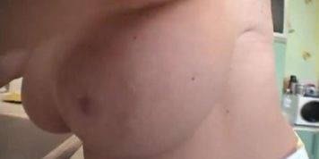 Doreena topless in the kitchen