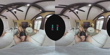 VR asian + blonde threesome