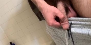 Guy with Huge Bush Takes a long piss
