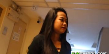Very petite Asian hooker gets fucked hard over some shoes