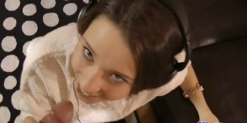LARAS PLAYGROUND - Cute teen POV cocksucking lucky senior (Lara Latex)