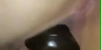 Fucking her bedknob