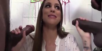 Brooklyn Chase Gets Black Cocks To Screw In A Restroom