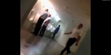 Voyeur films old males in the public restroom