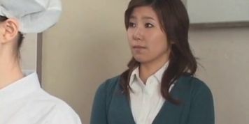 Sweet asian nurses giving handjob in group for cum sample