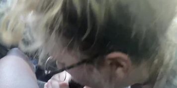 Slutty Blonde Blows Black Dick In The Car
