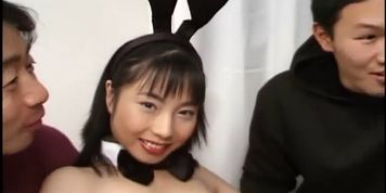Asian Bunny Girl sucks dick and gets her mouth filled with cum