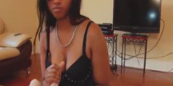 Black beauties in swimsuit handjob mix