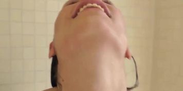 24yr old 36FF gf sucking dick in the shower