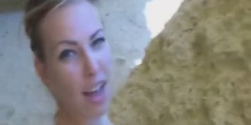 Threesome beach screw with ebony and teen