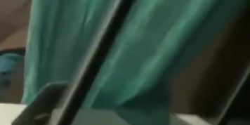 Teen girl spied while removing a thong (Night time)