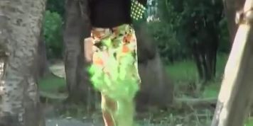 Tantalizing long-legged oriental woman flashes her thong during sharking scene