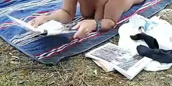 Naked chubby big ass and boobs mature solo tease in park