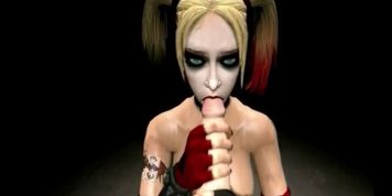 Harley Quinn 3D BLOWJOB cum swallow - HARLEY QUINN fellatio QUEEN slut cumshot 3D DC batman blowjob
