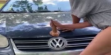 [Full Video] Skinny Girl With Huge Clit Rides Dildo On Car Hood