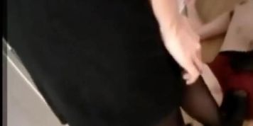 Girls Tickling a boy - She tickling his genitals by her nylon soles and toes - He laughing Till cum