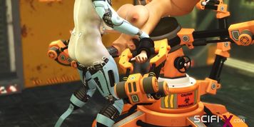 SCIFI-X - A hot young horny hottie in cuffs gets fucked hard by sex robot dickgirl
