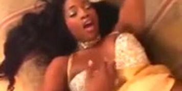 Stunning black goddess plays alone with her dark coochie