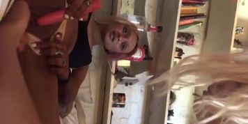 Dirty talking lesbian slut gets fingered and masturbates to girlfriends pussy